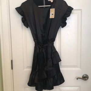 MICHAEL KORS Black dress with ruffles Sz XS NWT